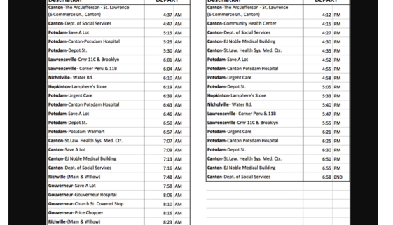 Canton to Potsdam Bus Schedule